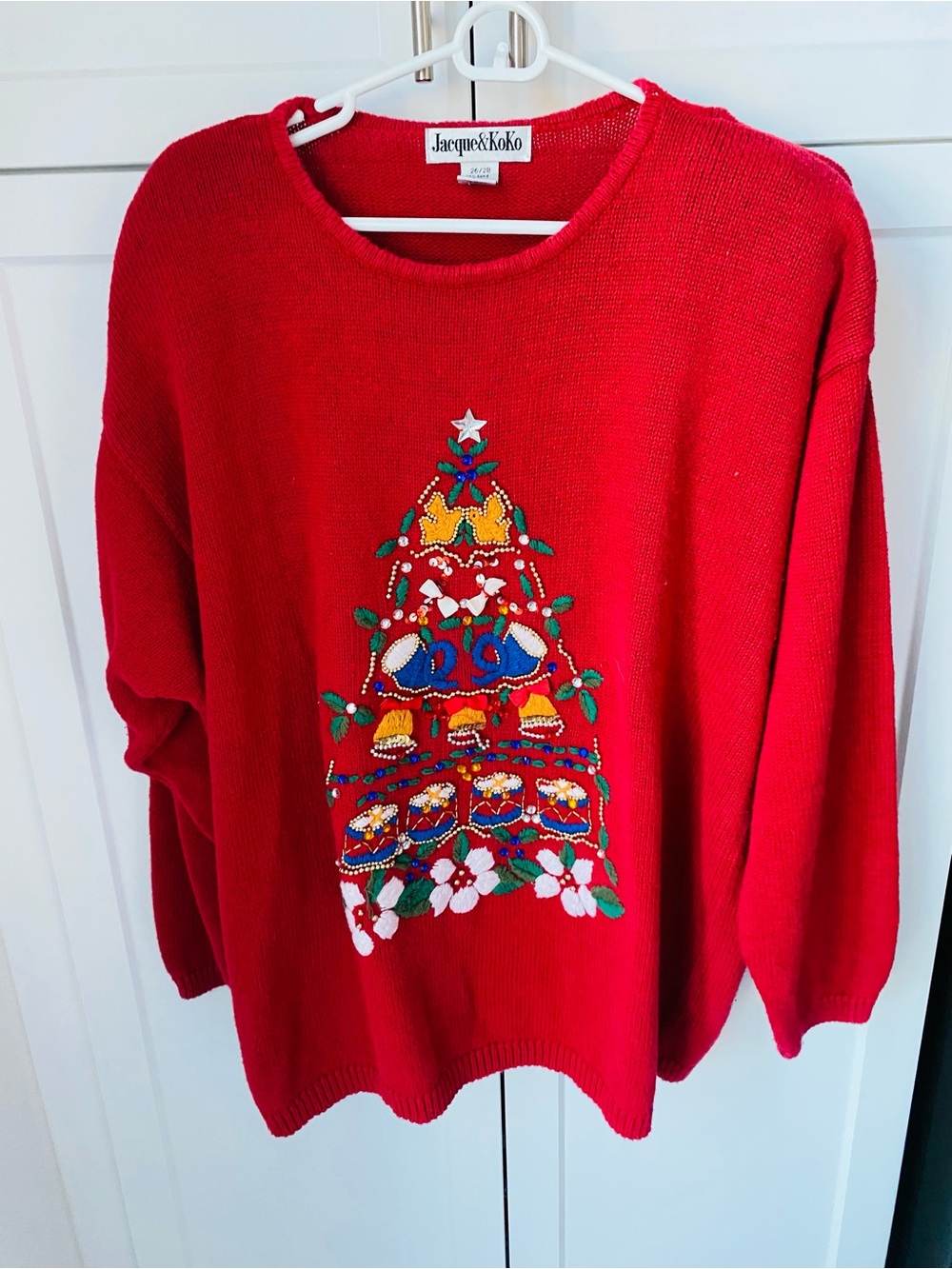 Jacque & Koko womens Christmas sweater size 26/28 embellished tree